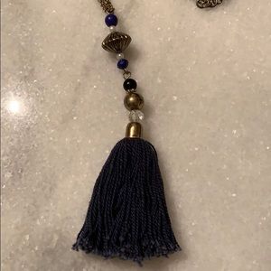 Navy and Gold Tassel Necklace